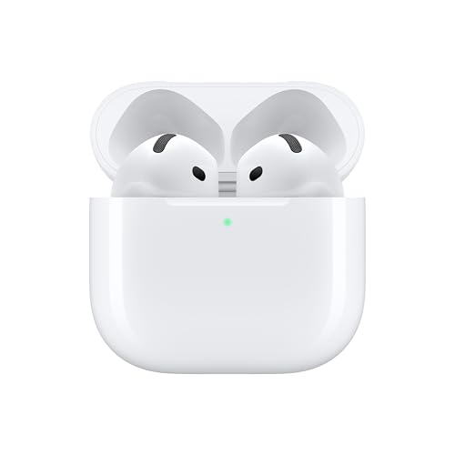 Apple AirPods 4 Wireless Earphones, Bluetooth Earphones, Active Noise Cancellation, Adaptive Audio, Transparency, Custom Space Audio, USB-C Charging Case, Wireless Charging