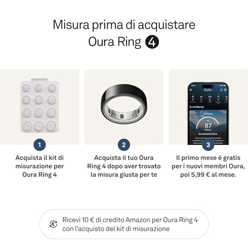 Oura Ring 4 - Black - Size 4 - Smart Ring | Try it with the Oura Ring 4 Measurement Kit | Wearable to Monitor Sleep - Heart Rate - Fitness - Up to 8 Days Battery