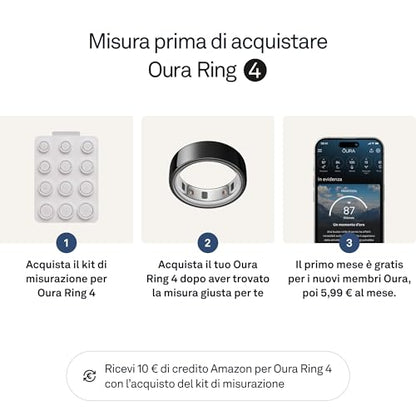 Oura Ring 4 - Black - Size 4 - Smart Ring | Try it with the Oura Ring 4 Measurement Kit | Wearable to Monitor Sleep - Heart Rate - Fitness - Up to 8 Days Battery