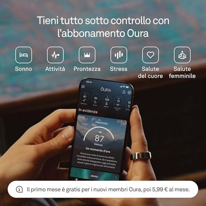 Oura Ring 4 - Black - Size 4 - Smart Ring | Try it with the Oura Ring 4 Measurement Kit | Wearable to Monitor Sleep - Heart Rate - Fitness - Up to 8 Days Battery