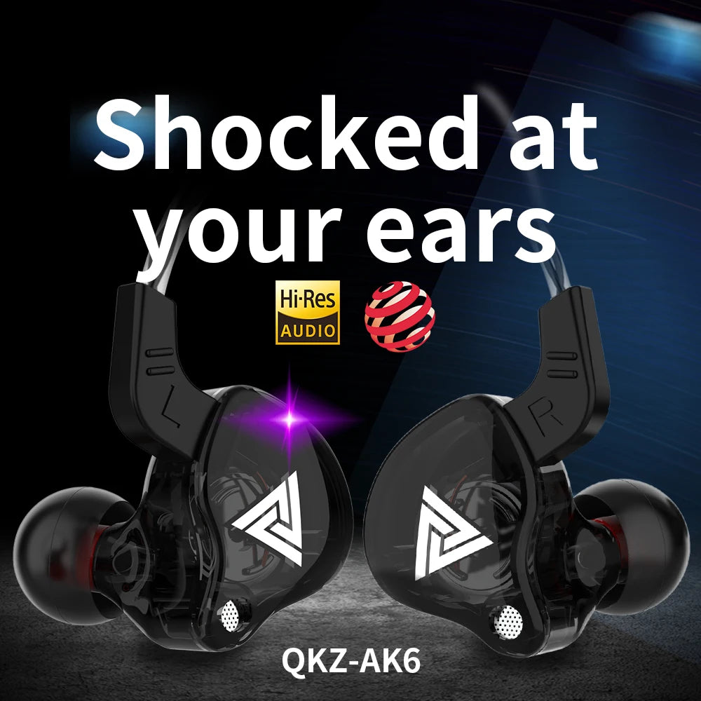Auricolari in-ear originali QKZ AK6 con 6 driver dinamici, microfono, stereo, sportivi, HIFI, subwoofer, monitor.